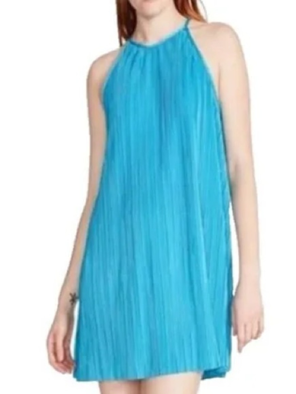 Steve Madden Pleated Turquoise Blue Swing Sleeveless Maxi Dress M